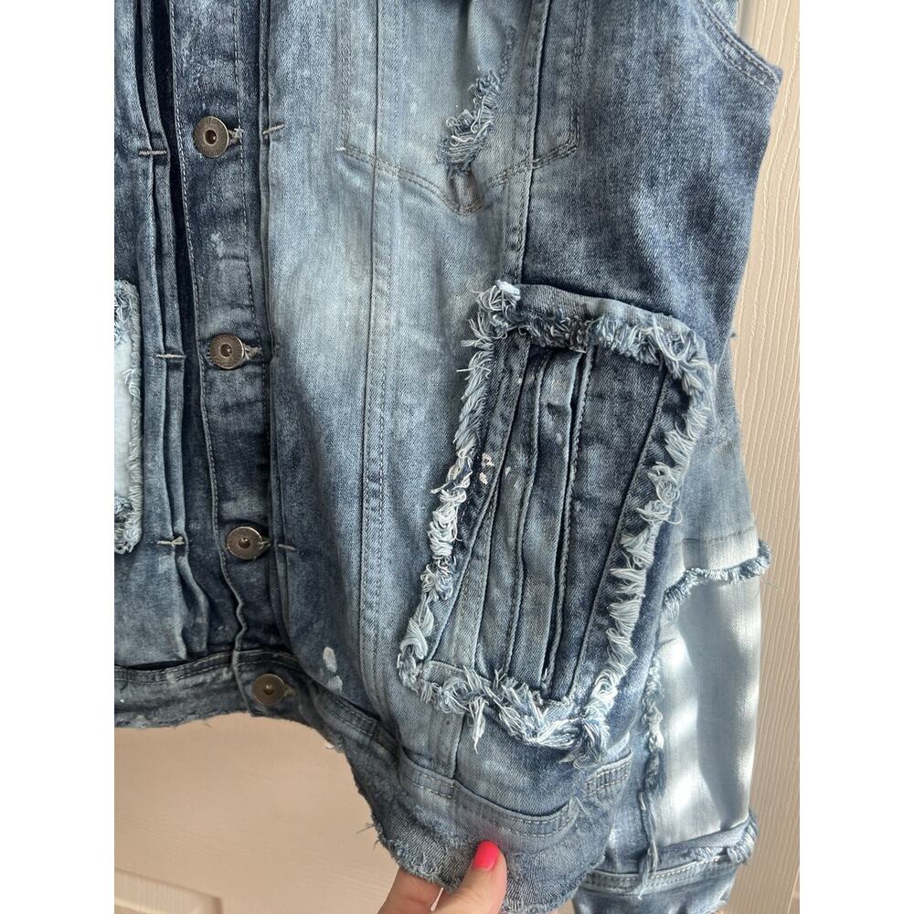 JORDAN CRAIG Men's Legacy Edition Deconstructed Distressed Denim Jacket Sz XL - Picture 4 of 16